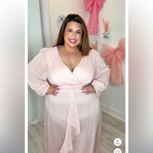 Plus A-Line Lotus Leaf Shimmering Evening Dress